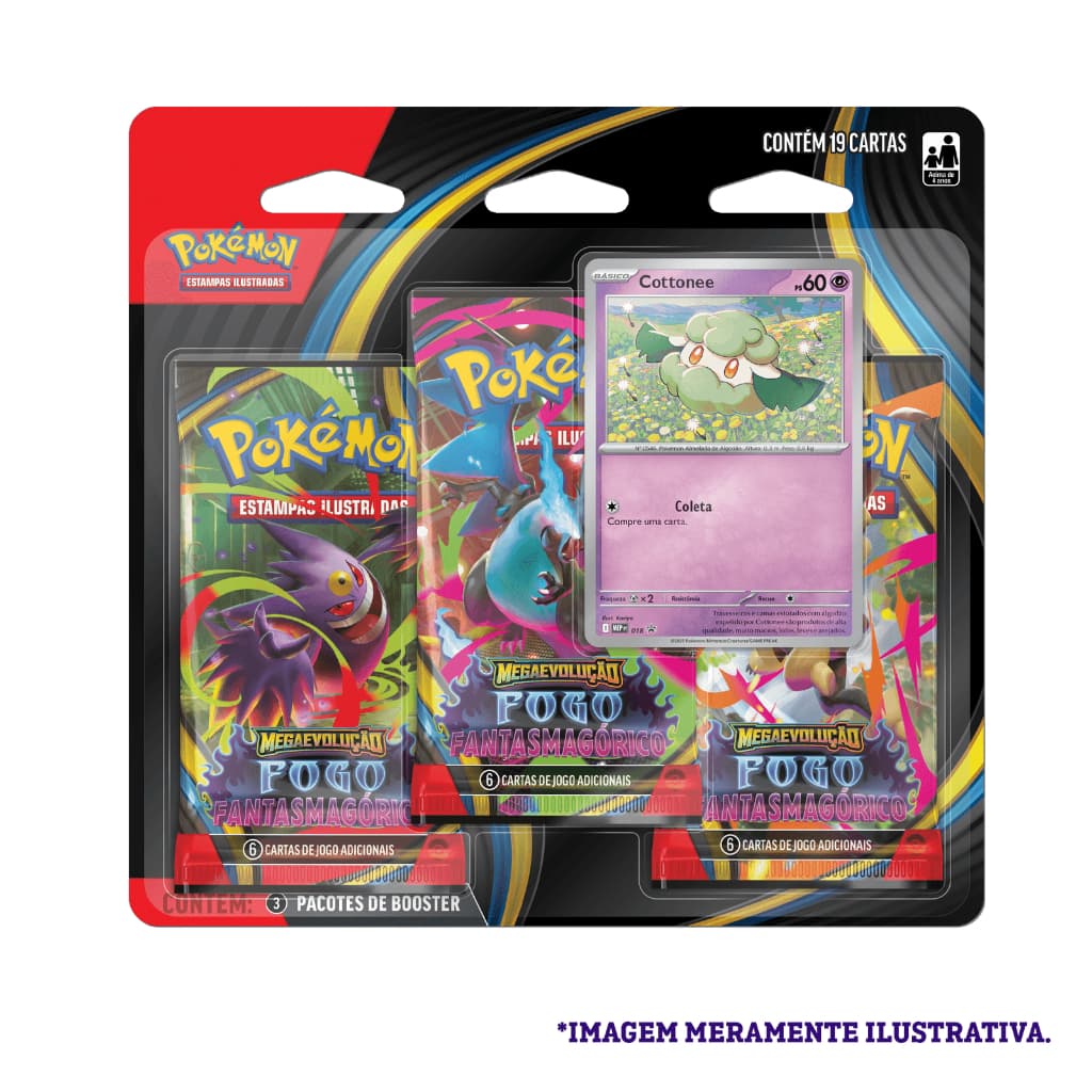 Blister Triplo Pokémon Cottonee ME02 fogo Fantasmagórico
