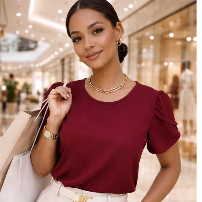 blusa feminina elegante manga curta