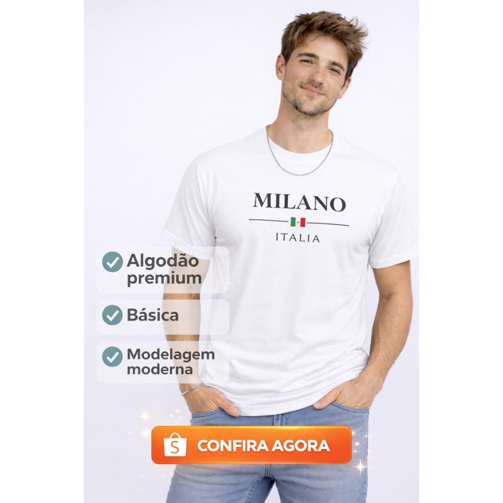 Camiseta camisa Milano tecido 100% algodão