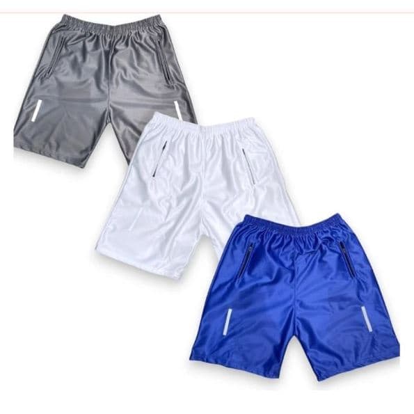 Kit 3 Shorts Bermuda Dry Fit Esportiva Treino Com Ziper no Bolso - Simbolo Refletivo em Alta 2025