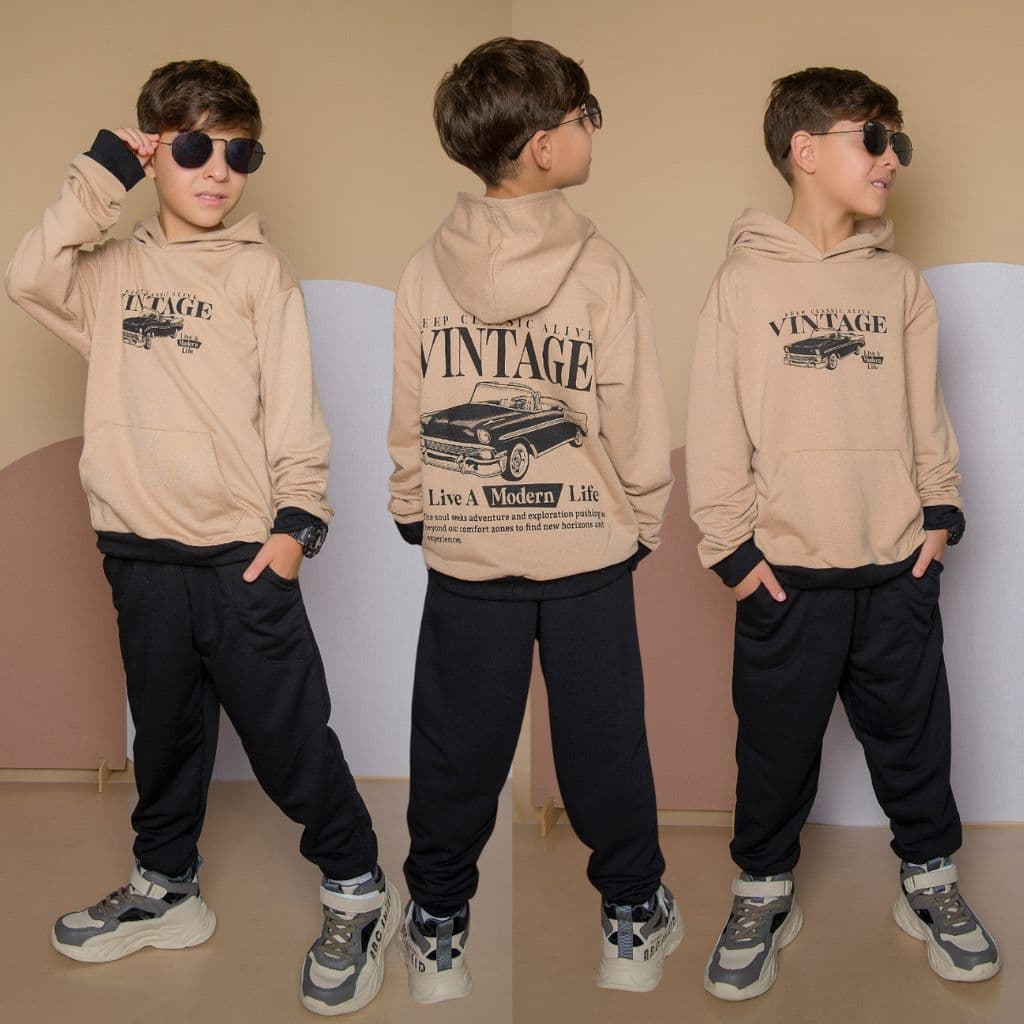 Conjunto Masculino Infantil Estiloso Lançamento Moletinho Abrigo e Calça Veste Do 2 Ao 12 Anos