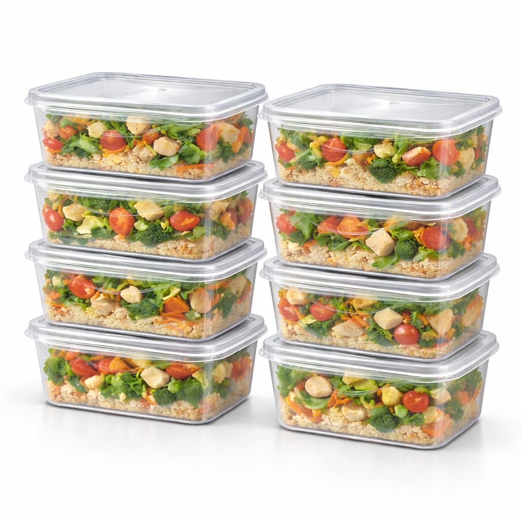 Kit Potes Retangulares 1 Litro Com Tampa Organizador Marmita Fit Fitness Vasilha Pote