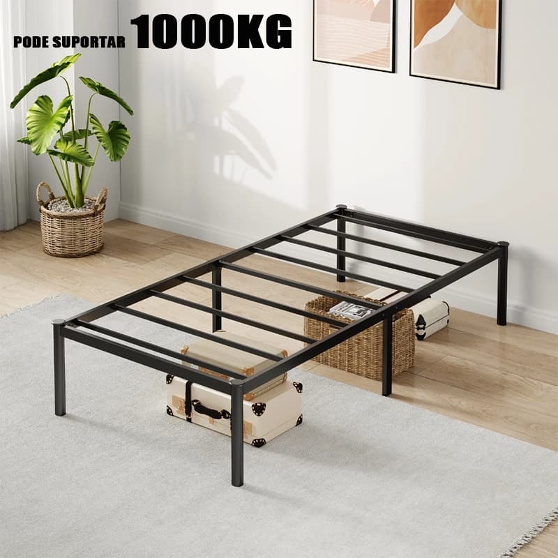 Estrado de Metal para Cama de Casal/Cama de Solteiro – com Suportes de Ripas de Aço，Dobrável e Fácil de Instalar O17
