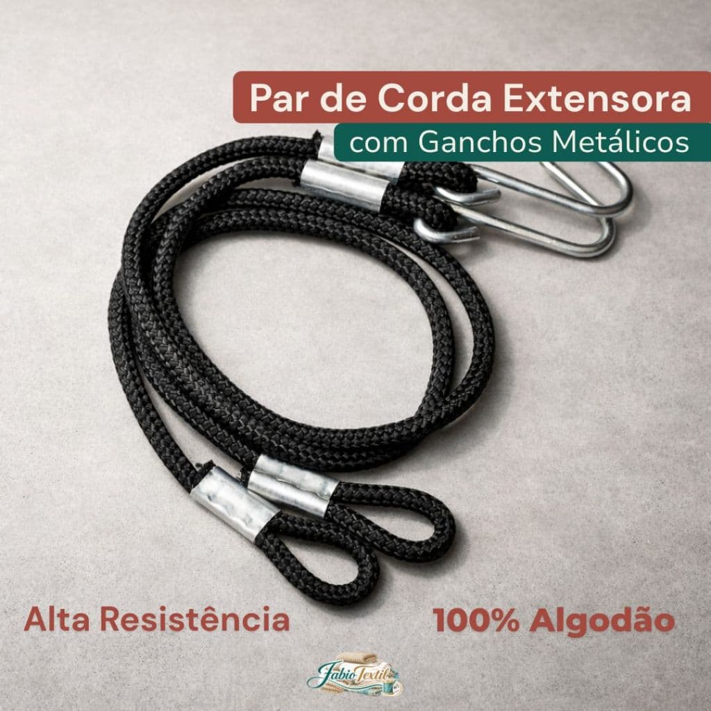 Par de Corda Extensora com Ganchos Metálicos para Rede de Descanso