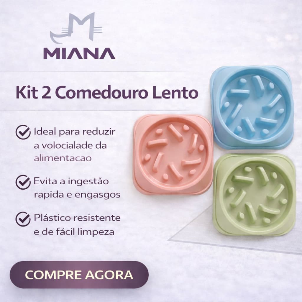Kit 02 Comedouro Lento Para Cães E Gatos Slow Feeder Antiengasgo Antivômito Controle Porção