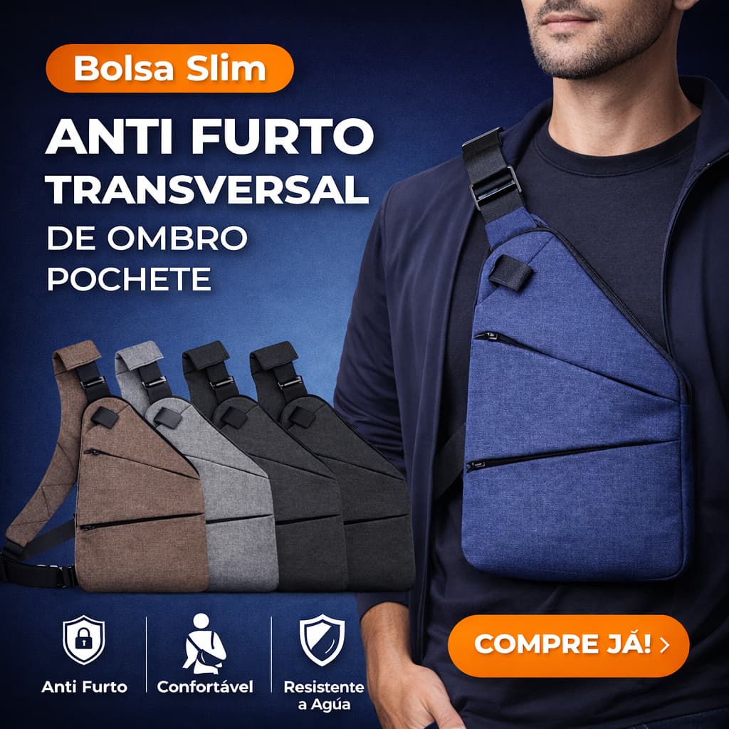 Bolsa Antifurto de Ombro Transversal Unissex Premium Viagem Porta Celular