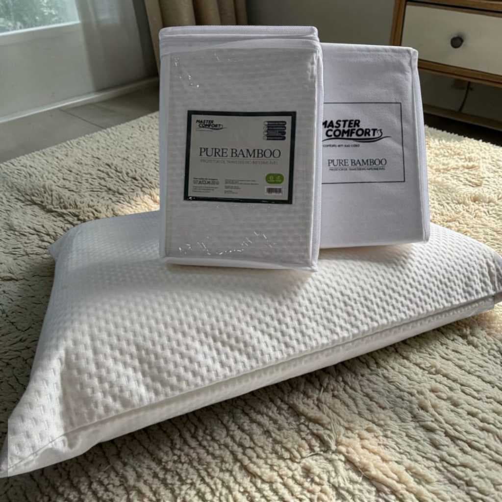KIT CAPAS TRAVESSEIRO IMPERMEAVEL PROTETORA PURE BAMBU ANTIALERGICA 50X70X15cm