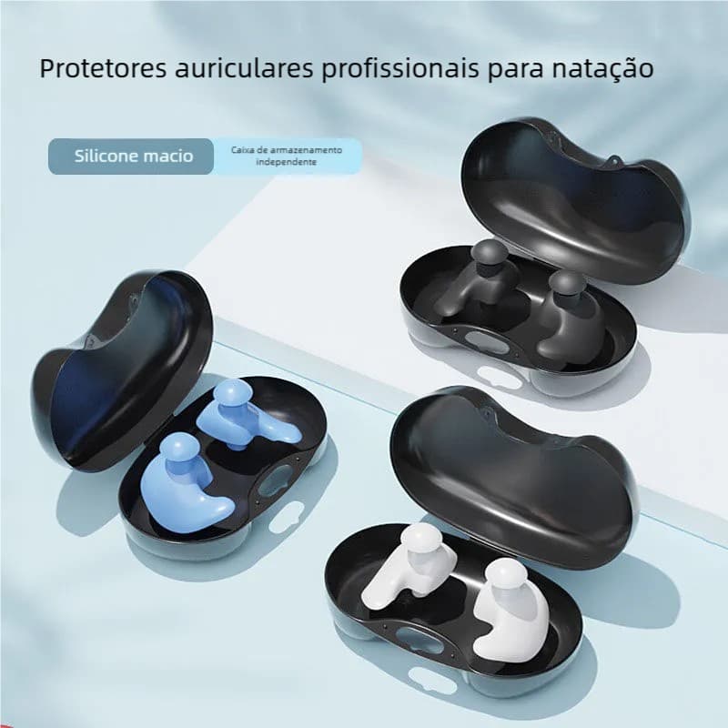 Protetor de Ouvido para Natação em Silicone Flexível, Tampão Auricular - Adulto e Infantil