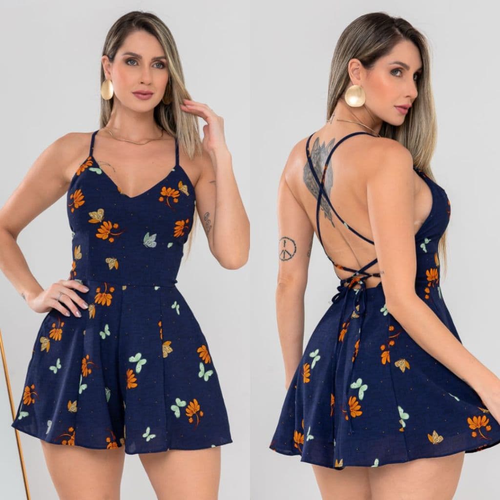Macaquinho Costa com amarração zíper invisível com bojo e forro moda feminina lançamento verão