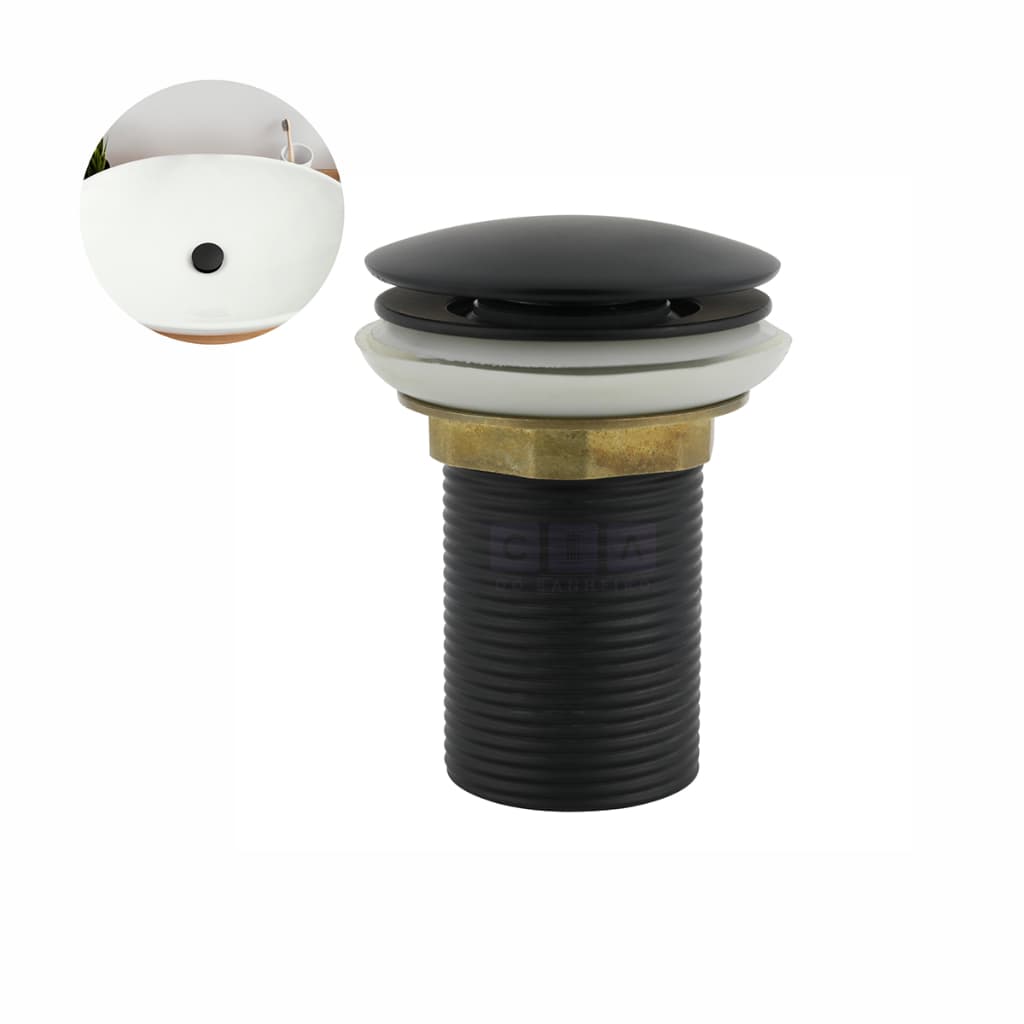 Válvula Click 1.1/4 Aço Inox Metal Preto Fosco Lavatórios e Cubas em Geral