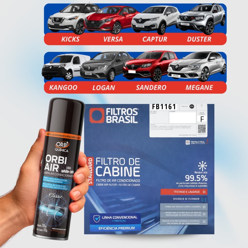 Kit Filtro Cabine Ar Condicionado ACP559 NISSAN KICKS 1.6 2016 2025 + Higienizador Spray Granada Ar