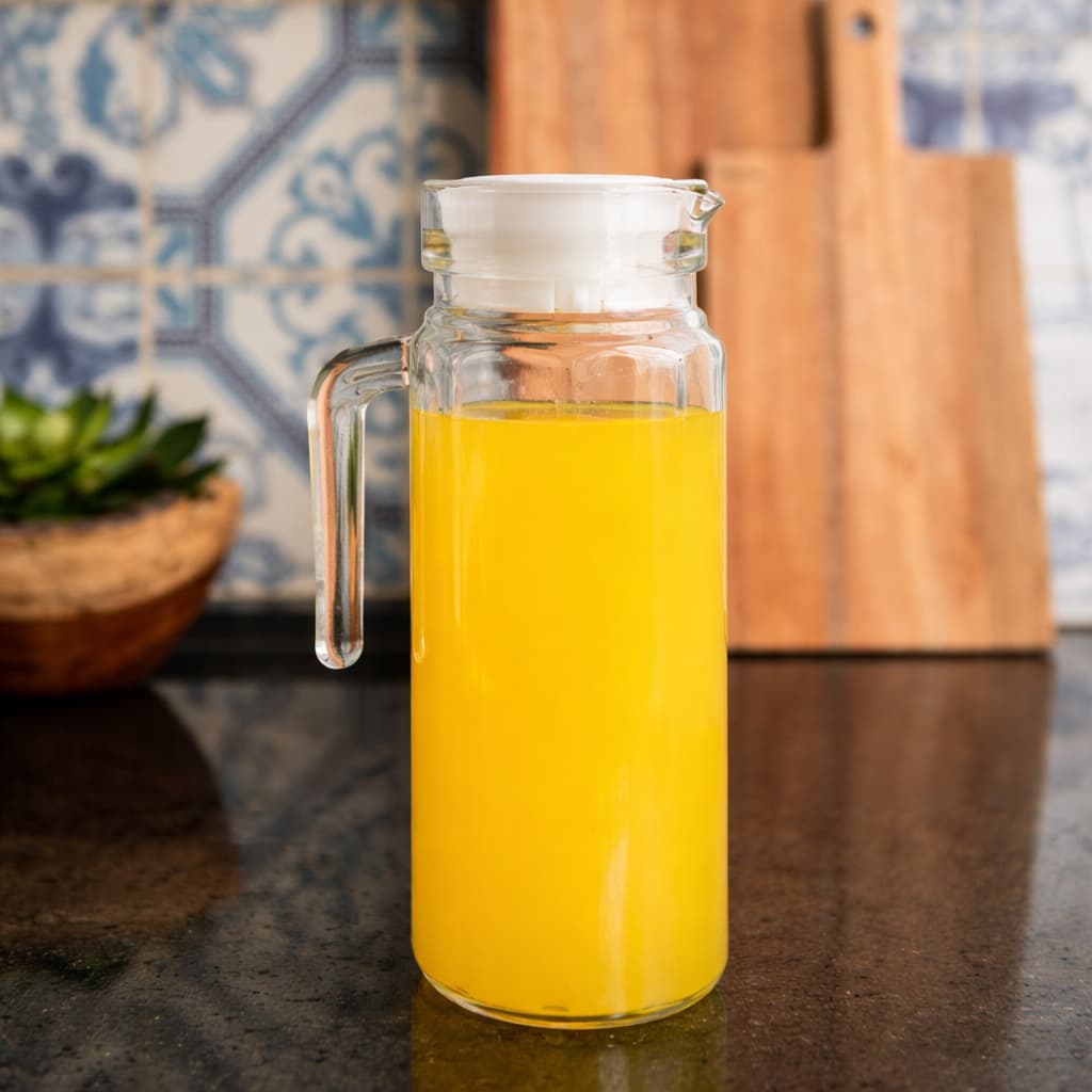 Jarra Vidro Redonda Clean 1 Litro Transparente Para Água Suco Chá Gelado Mesa Posta