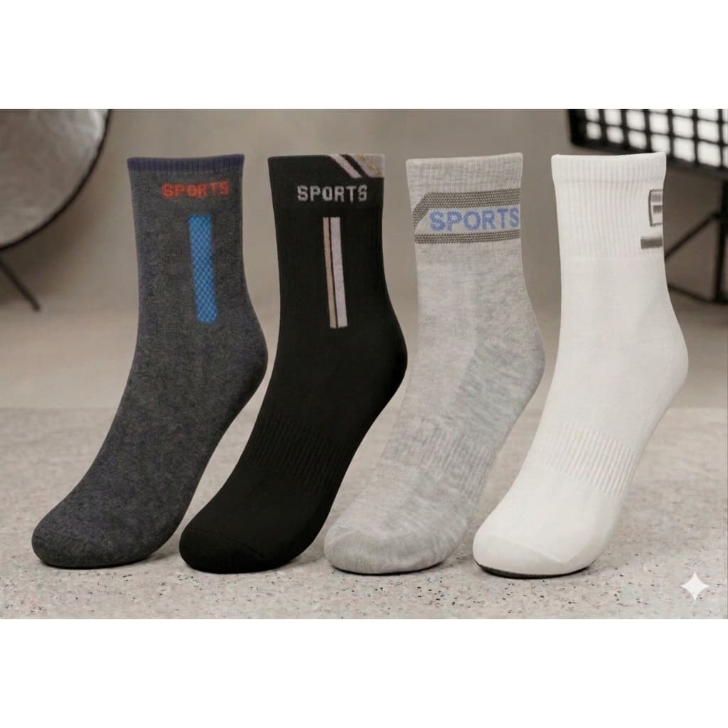 Kit Meia Cano Médio Resistente Estampada Sport Confortável Branca Preta Cinza Azul Sportiva