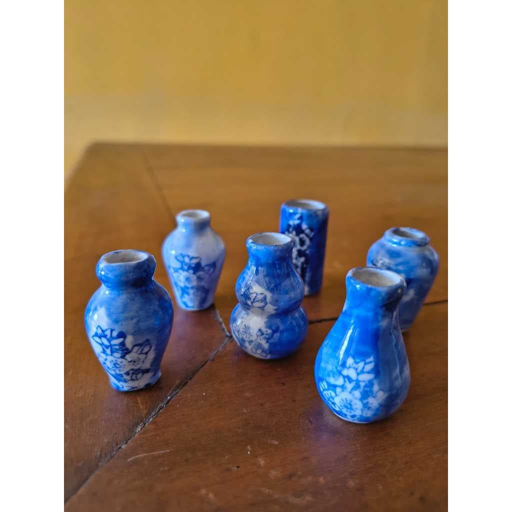 CHINA, 6 mini vasos, Déc.80/90, Raros, 5cm, ITENS COLEÇÃO, USADOS, LER ANUNCIO ABAIXO, Ótimo estado