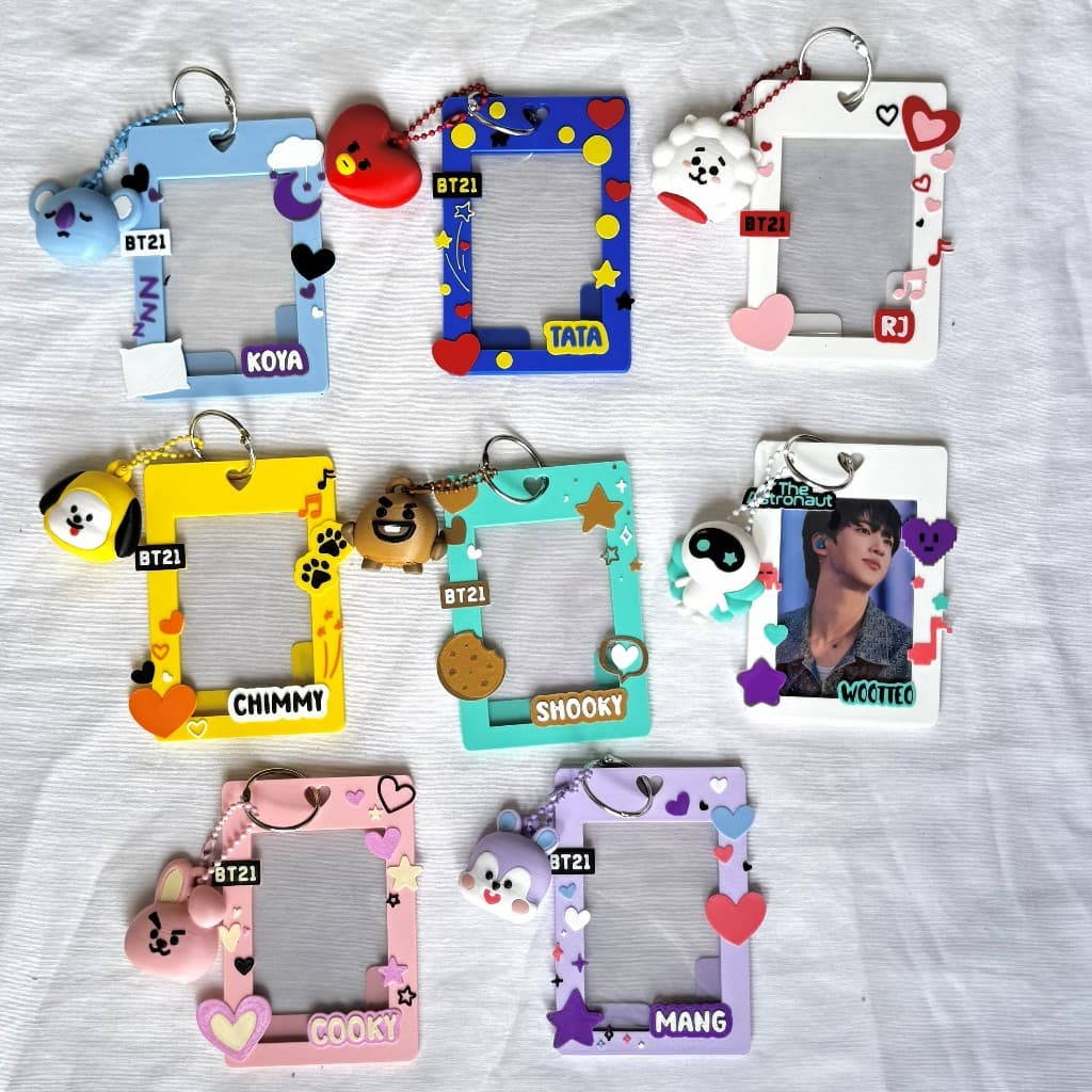 Photoholder BT21 com Pingente 3D Porta Photocard Kpop BTS Colecionável