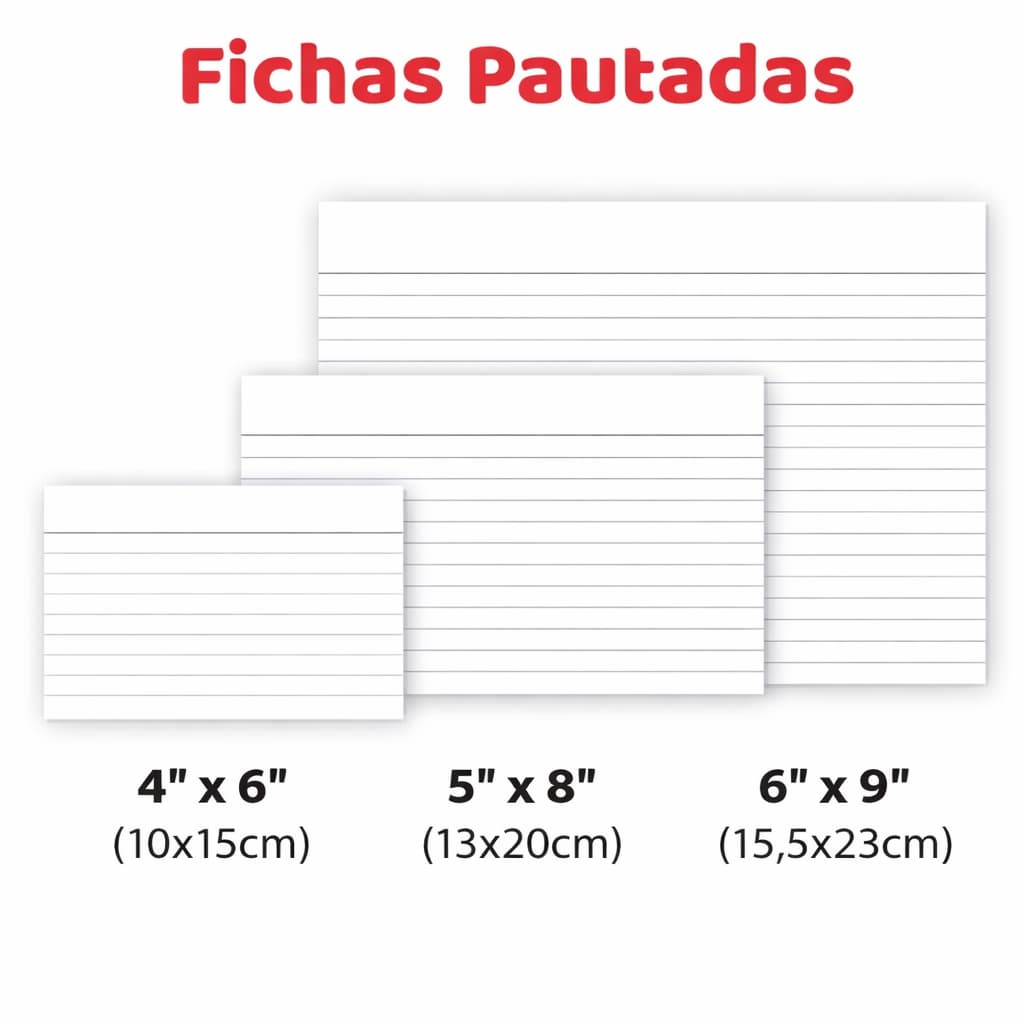 Fichas Pautadas Flash Card Papel 150g Anotações Estudo 4x6 5x8 6x9 100 e 200 Folhas Pautadas