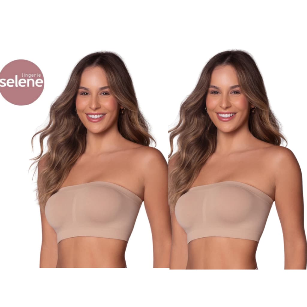 kit com 2 Top Faixa Selene Sutiã Sem Costura