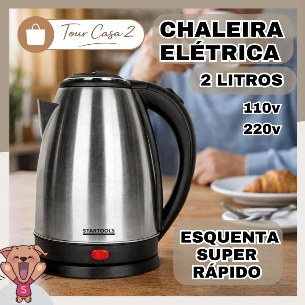 Chaleira Elétrica Startools 2L Inox 127V e 220V Desligamento Automático