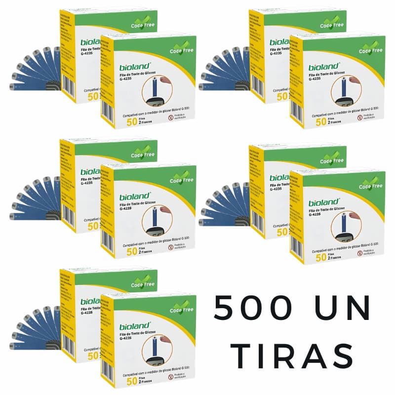 500 un Tira Bioland Reagente Fita de Medição de Glicose G-423S G425-3 e G500