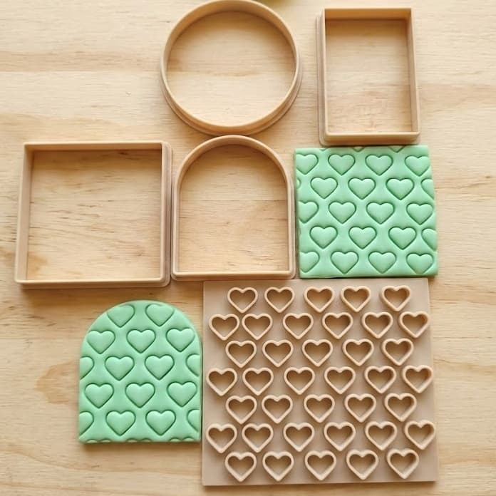 Placas de Textura Coração Pata de Pet Brilho Carimbo Cortadores Molde para Cerâmica Biscoito Bolacha e Confeitaria