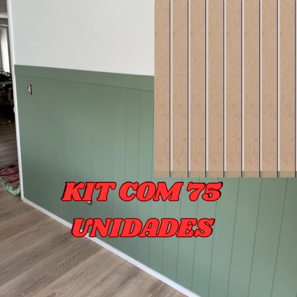 Kit 75 Ripas Cruas Mdf Madeira Ripado Shiplap Painel Parede Decoração Sala Quarto Banheiro