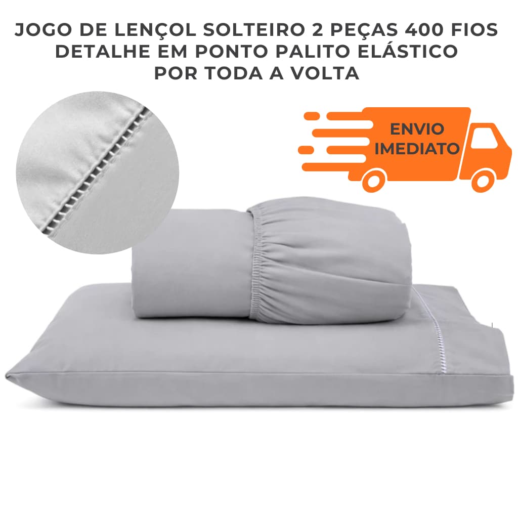 Jogo de Lençol 400 fios toque Suave e Acetinado Solteiro 02 Peças