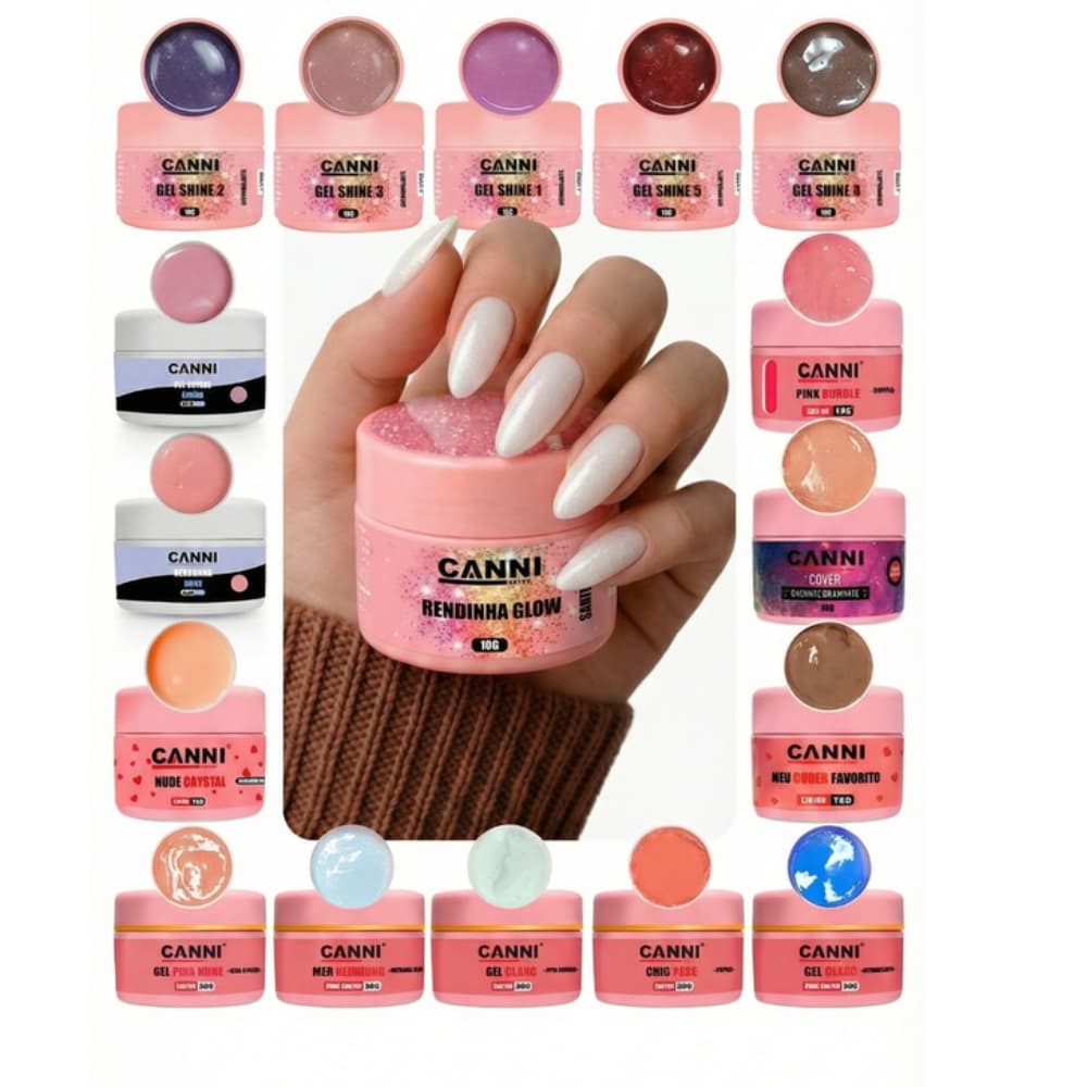 gel unhas canni color 15g  control, autonivelante,clear, nude, cover e chic rose