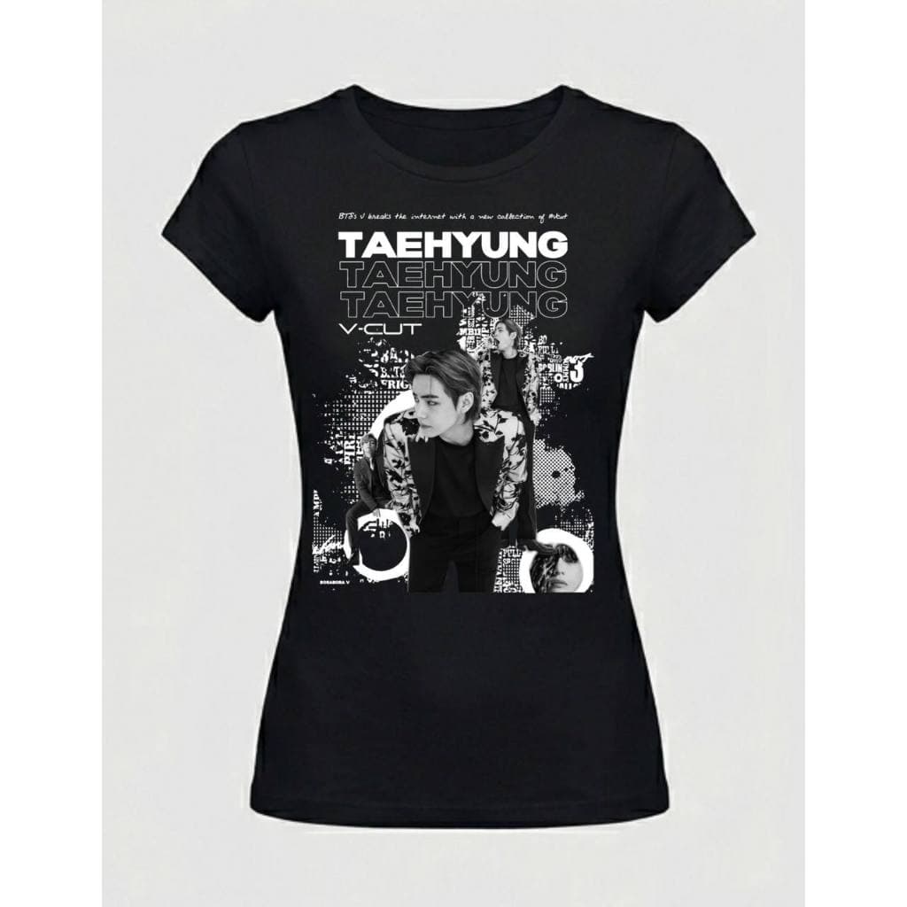 Baby Look Taehyung V BTS Camiseta Feminina Kpop 100% Algodão Estampa Army