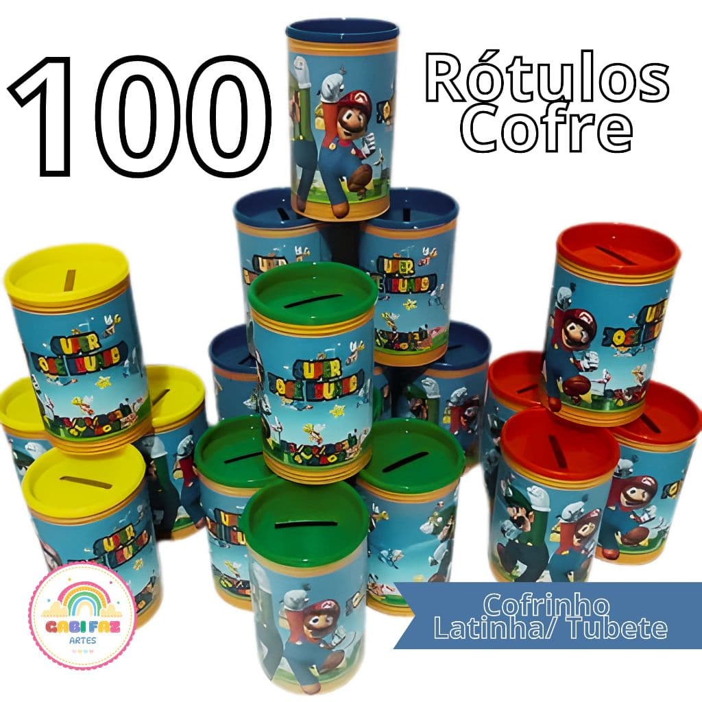 100 Rótulos Adesivo Personalizado p/ cofre, Aniversário, Lembrancinha, Cofrinho 9.5X6cm