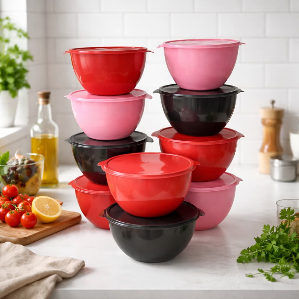 Kit 10 Bowls Plásticos Gigantes 5,5 Litros com Tampa Hermética Tigela Grande Cozinha Multiuso Saladas Churrasco