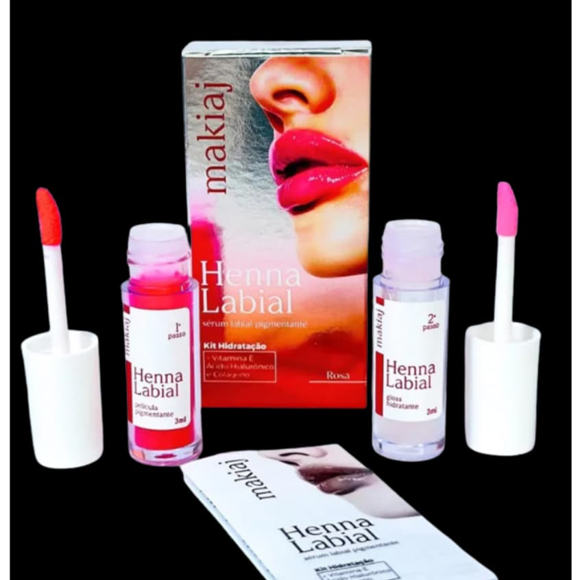 Henna Labial Makiaj Rosa e Vermelha