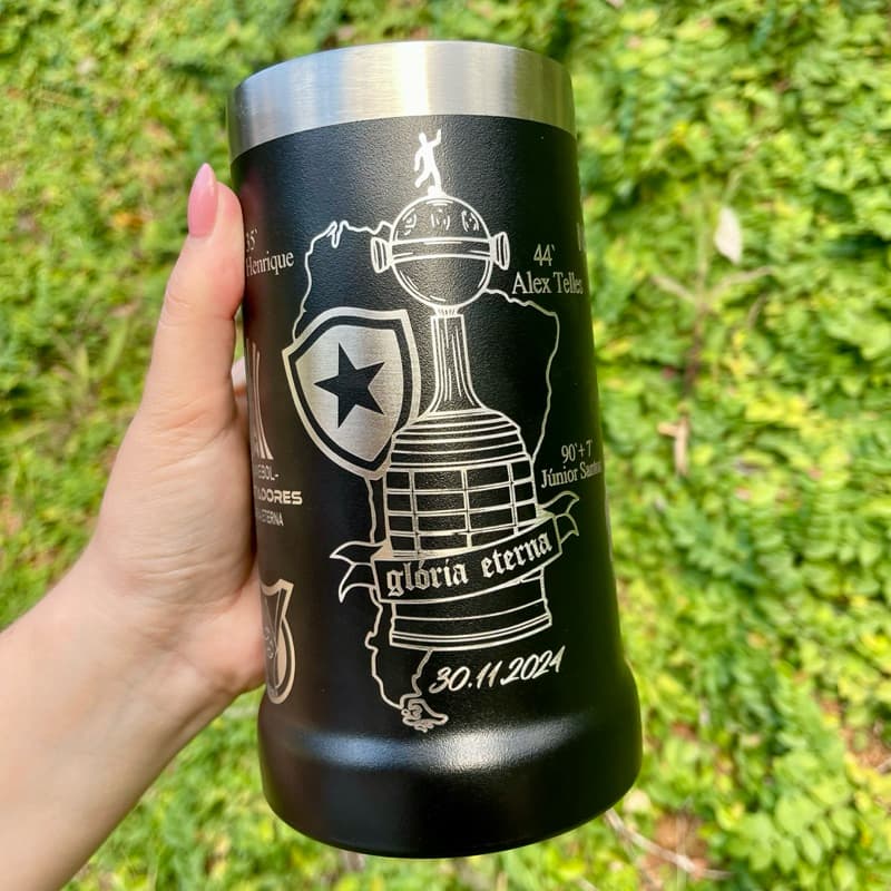 Caneca de Chopp BOTAFOGO em Aço Inox 710ml – Térmica com Arte 360º Gravada