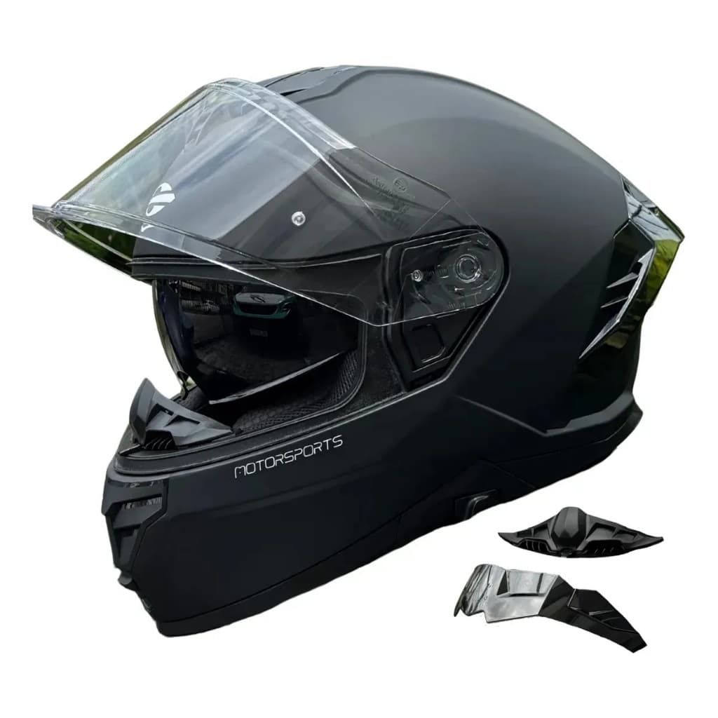 Capacete Fechado Preto Fosco Mormaii S1 Oculos Interno Solar