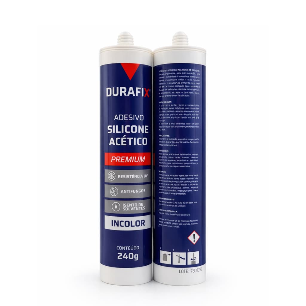 Silicone Acético Vedação 240g Construção Geral Profissional Box Banheiro Pia Janelas Vidros Reformas - Branco Preto