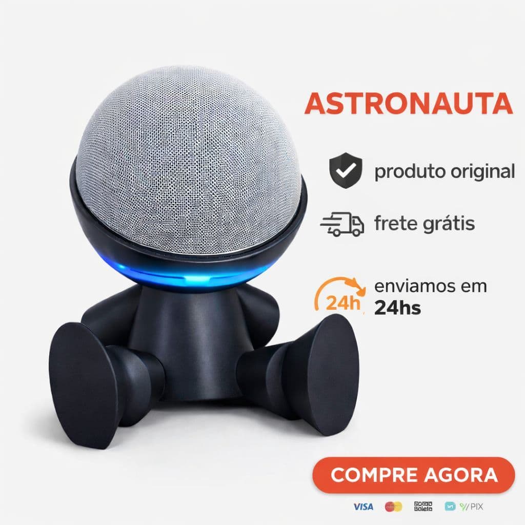 Suporte para Echo Dot 4 e 5 Alexa Robo Sentado Traje Espacial