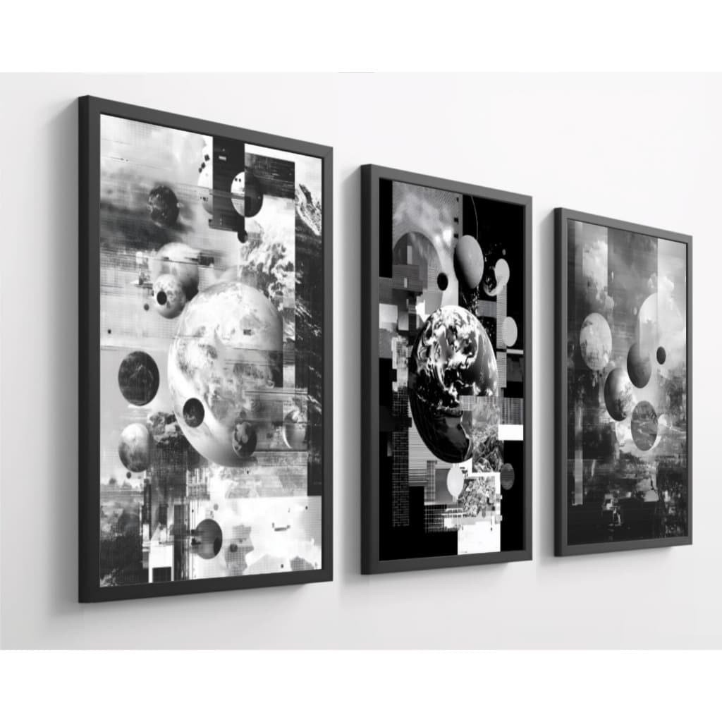 Quadros Decorativo Sala Quarto Escritório Studio Mdf Abstrato Minimalista Moderno Preto E Branco
