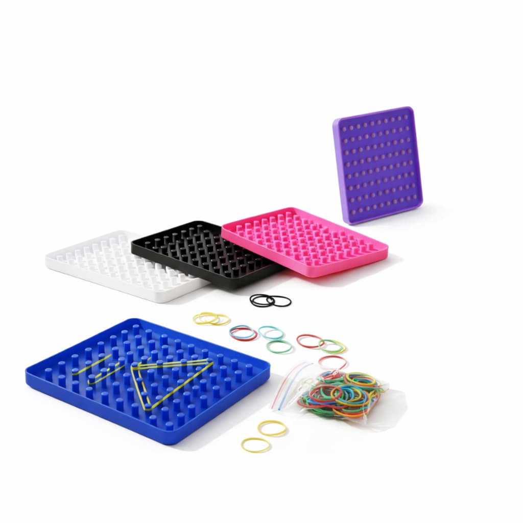 Geoplano Educativo Pinos Kit– Geoboard para Crianças – Desenvolvimento STEM, Criatividade e Geometria