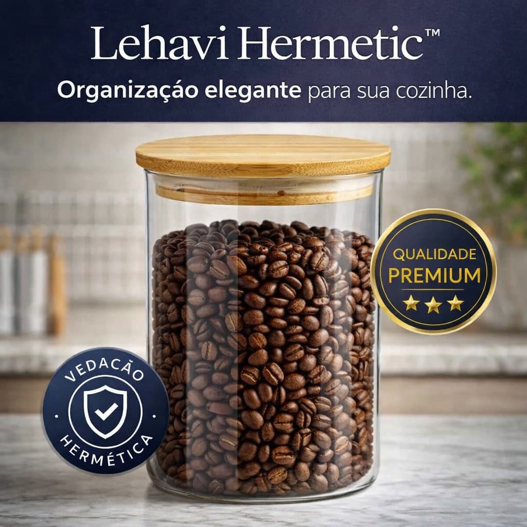 Lehavi Hermetic™____ Novo pote de armazenamento, elegante, que renova sua cozinha, com organização.