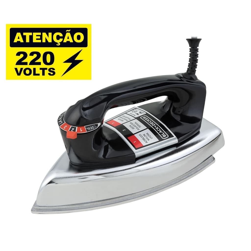 Ferro de Passar Roupa a Seco Black Decker VFA1110XM6 Base de Alumínio 220V