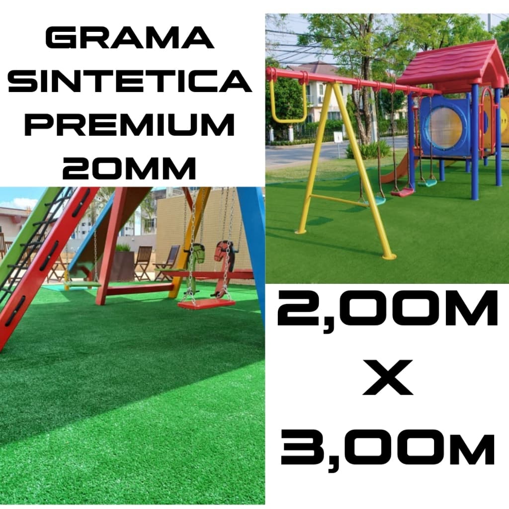 Grama Sintética 20mm 2,00m x 3,0m (6,0m²) Para Playground