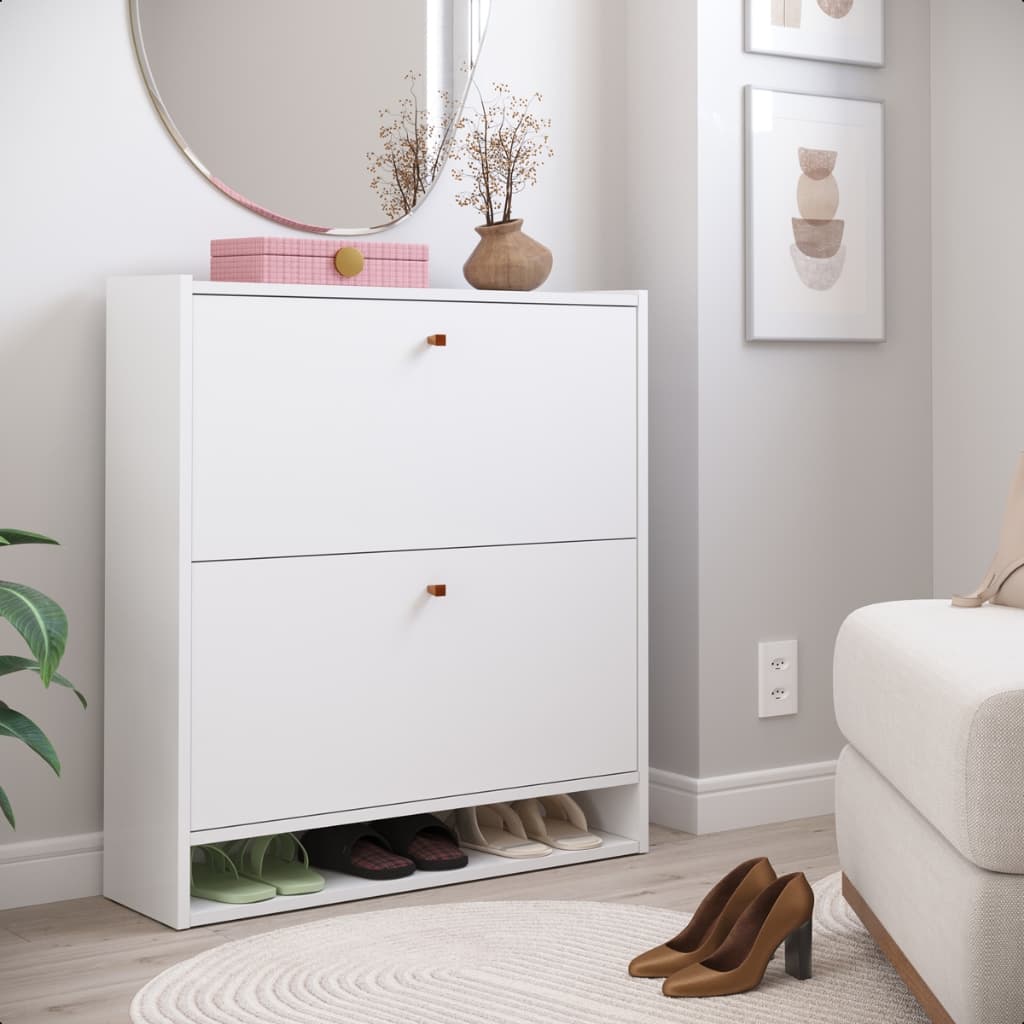 Sapateira Compacta para Entrada – Móvel Organizador de Sapatos com 2 Portas e Prateleira Inferior