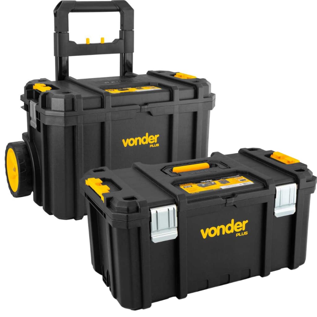 Kit Caixas De Ferramentas Vonder Plus CRV 700 Com Rodas + CPV 700 Modular Metálicas Profissional