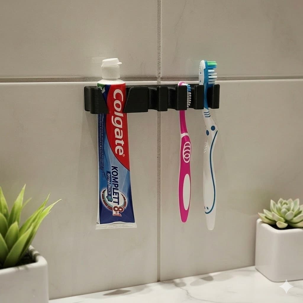 Suporte organizador de parede minimalista para escovas de dente e cremes dentais Instalação sem Furo