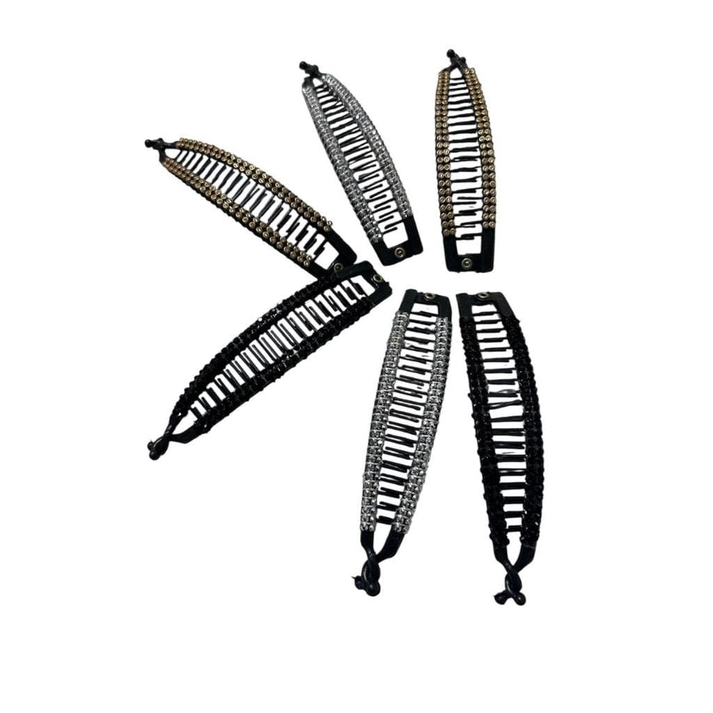 🌟 Kit de Presilhas Banana Premium Elegância e Brilho para o Seu Dia Pregadeira de Cabelo Arranjo Enfeite