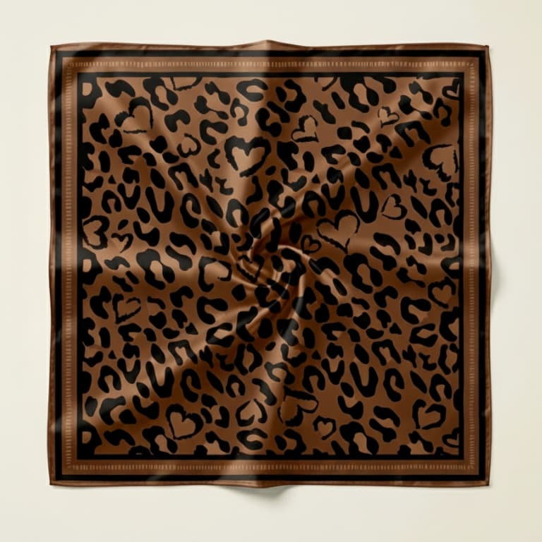 Lenço Feminino 90X90 Em Cetim Para Cabelo Bolsa Pescoço Echarpe Cachecol Moda Animal Print Oncinha