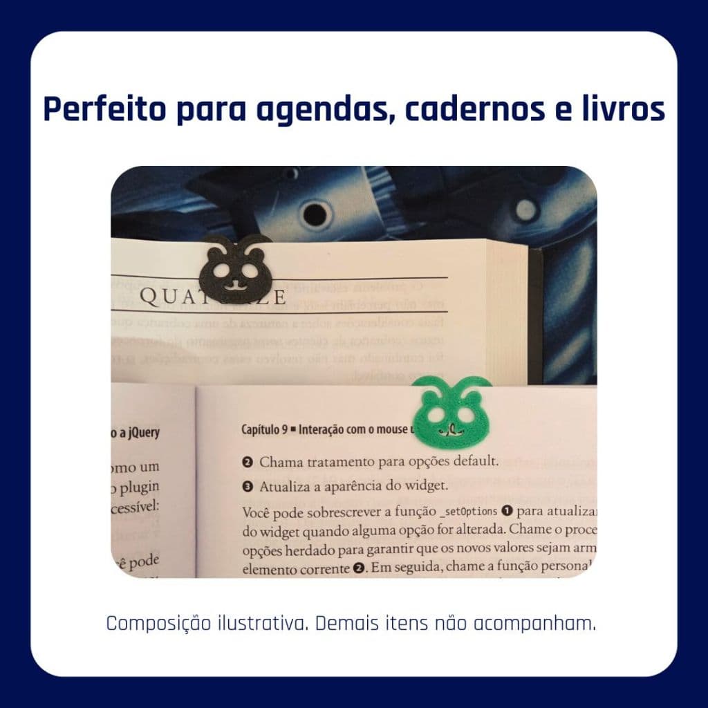Marcador de Página Panda Fofo para Livro e Caderno • Kit 10 20 30 ou 50