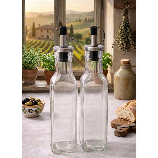 Kit 2 ou 4 Galheteiros Vidro 250ml Porta Azeite Vinagre Dispenser Temperos Pimenta Cozinha