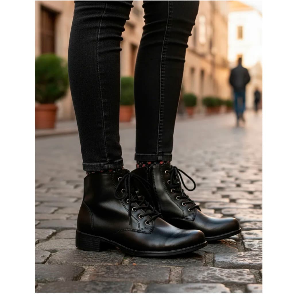 Botinha Feminina Preta Cano Curto Coturno Casual Confortável Bota Moda Feminina