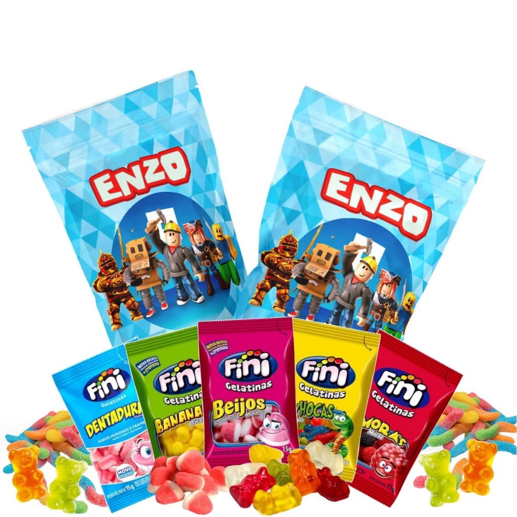 Lembrancinha Fini no Saquinho Metalizado Zip Lock Escolha Seu Tema Personagem