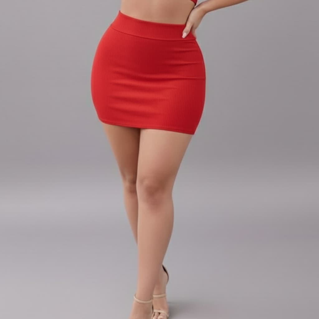 Saia Curta Feminina Malha Anarruga Premium – Efeito Alongador com Elasticidade